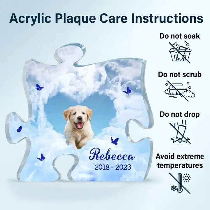 Personalized Puzzle Acrylic Plaque - Gift For Dog Lover, Pet Lover, Family - A Big Peace Of My Heart Lives In Heaven