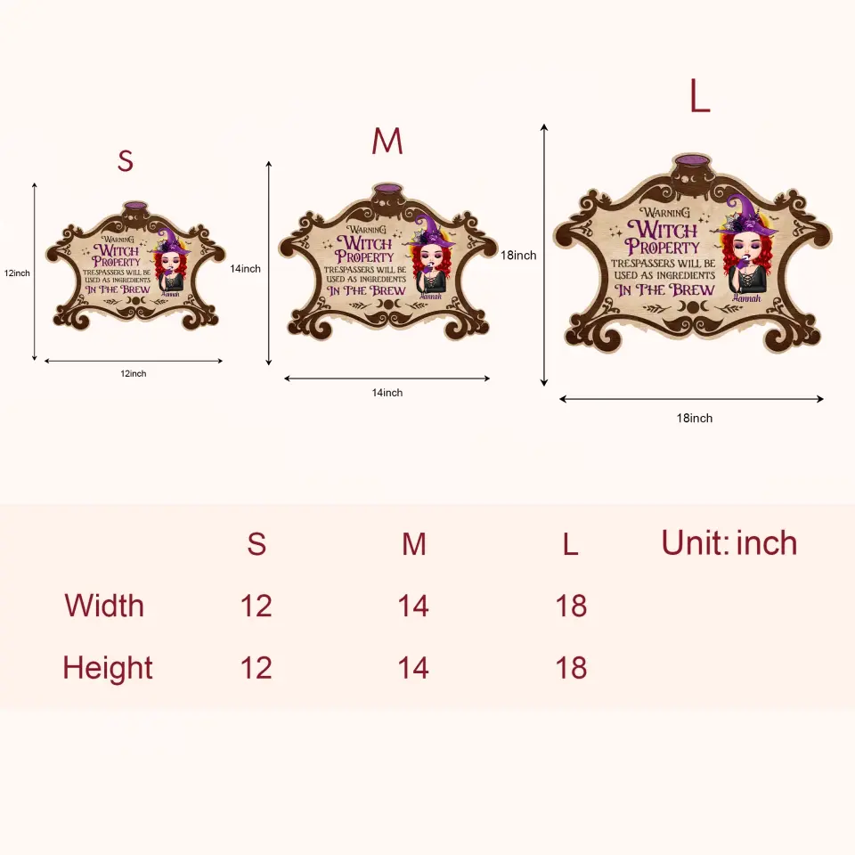 Personalized Custom Door Sign - Halloween, Welcoming Gift For Wiccan - Warning Witch Property Trespassers Will Be Used As Ingredients In The Brew