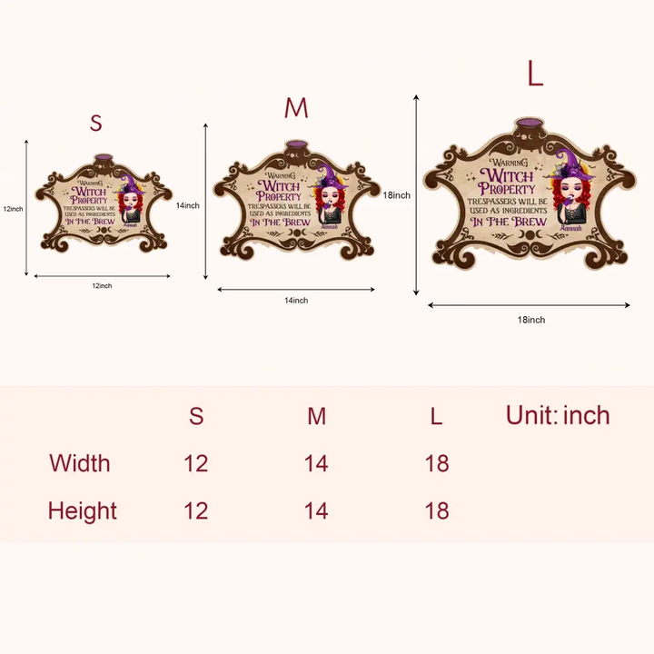 Personalized Custom Door Sign - Halloween, Welcoming Gift For Wiccan - Warning Witch Property Trespassers Will Be Used As Ingredients In The Brew