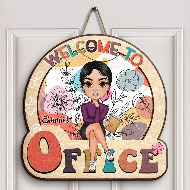 Personalized Custom Door Sign - Welcoming Gift For Office Staff, Colleague - Floral Office