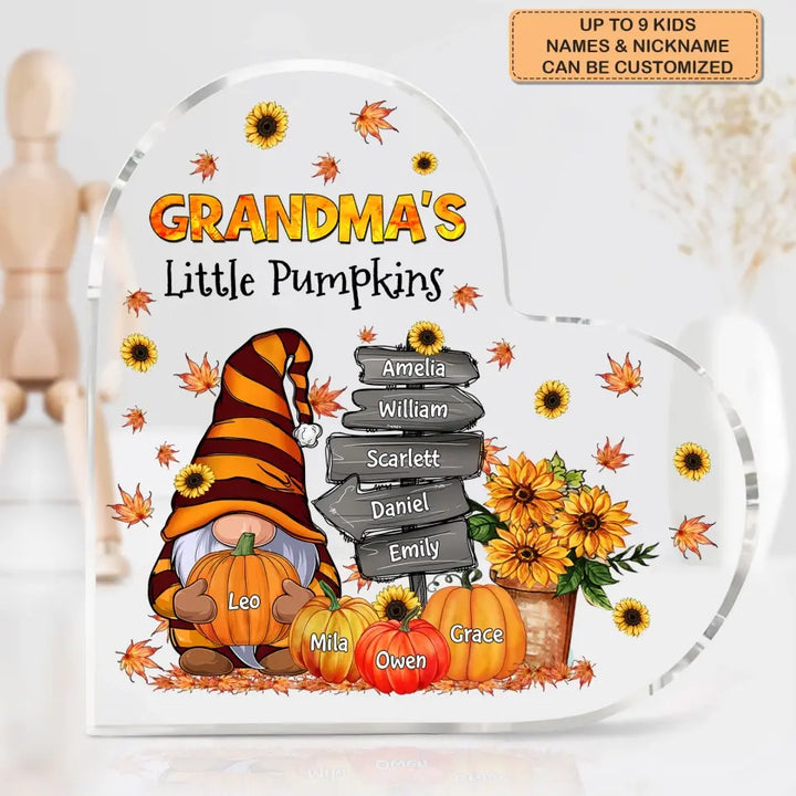 Personalized Custom Heart-shaped Acrylic Plaque - Mother's Day, Birthday Gift For Grandma - Grandma's Little Pumpkins