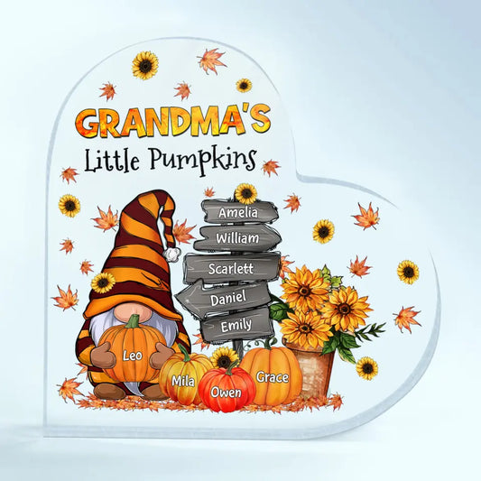 Personalized Custom Heart-shaped Acrylic Plaque - Mother's Day, Birthday Gift For Grandma - Grandma's Little Pumpkins