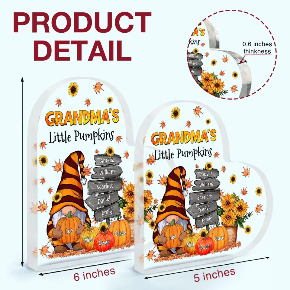 Personalized Custom Heart-shaped Acrylic Plaque - Mother's Day, Birthday Gift For Grandma - Grandma's Little Pumpkins