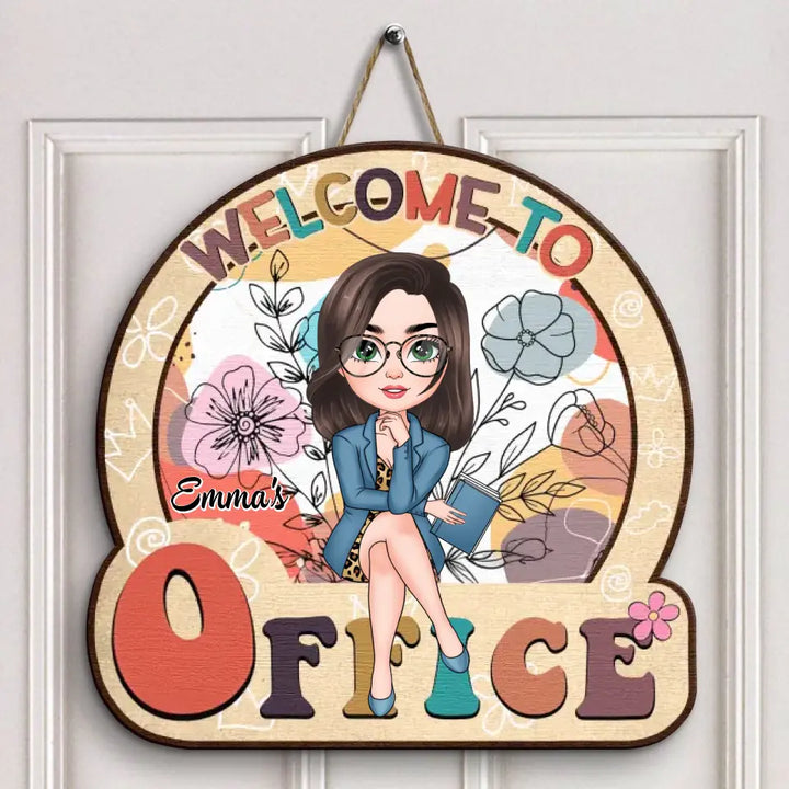 Personalized Custom Door Sign - Welcoming Gift For Office Staff, Colleague - Floral Office