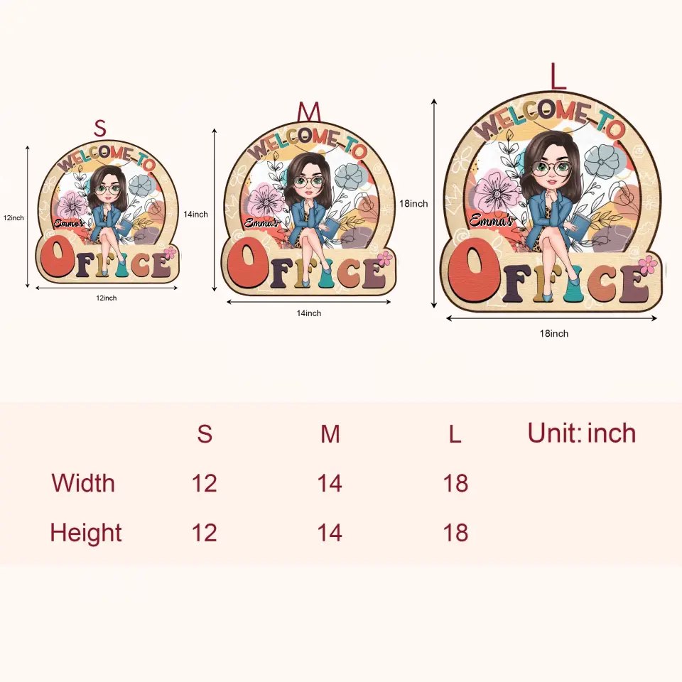 Personalized Custom Door Sign - Welcoming Gift For Office Staff, Colleague - Floral Office