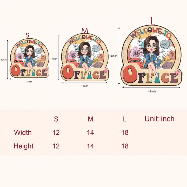 Personalized Custom Door Sign - Welcoming Gift For Office Staff, Colleague - Floral Office