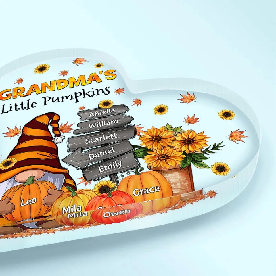 Personalized Custom Heart-shaped Acrylic Plaque - Mother's Day, Birthday Gift For Grandma - Grandma's Little Pumpkins