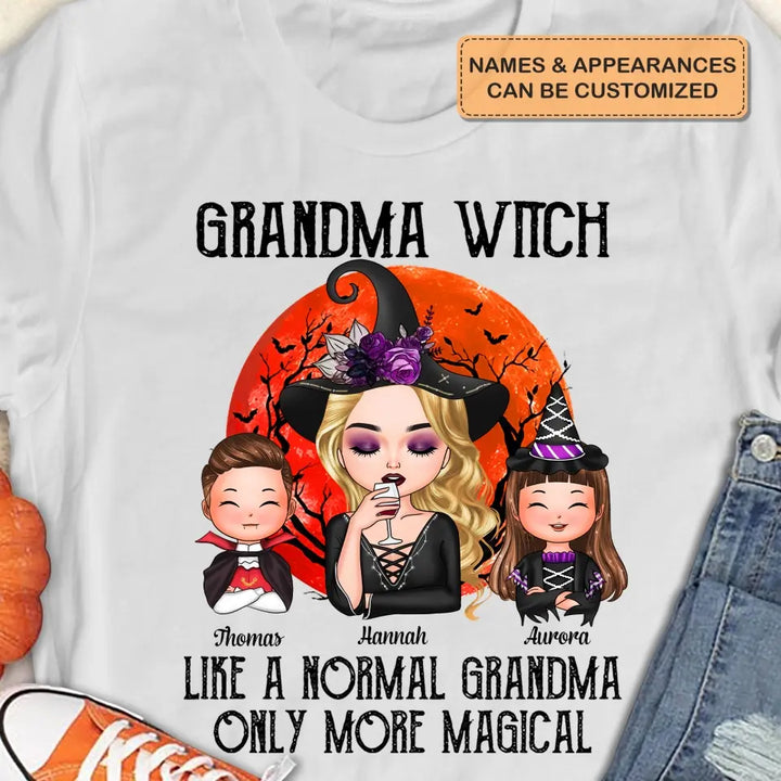 Personalized Custom T-shirt - Halloween Gift For Mom, Grandma - Grandma Witch