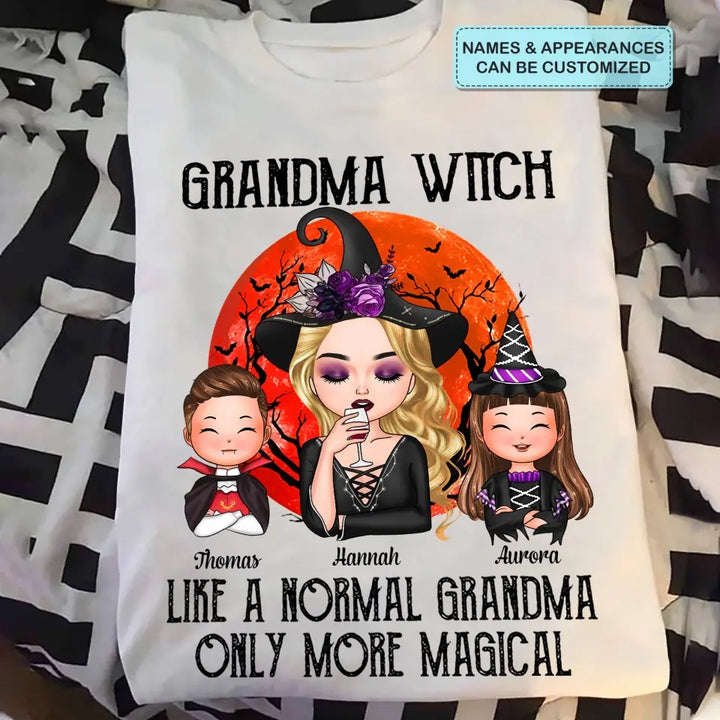 Personalized Custom T-shirt - Halloween Gift For Mom, Grandma - Grandma Witch