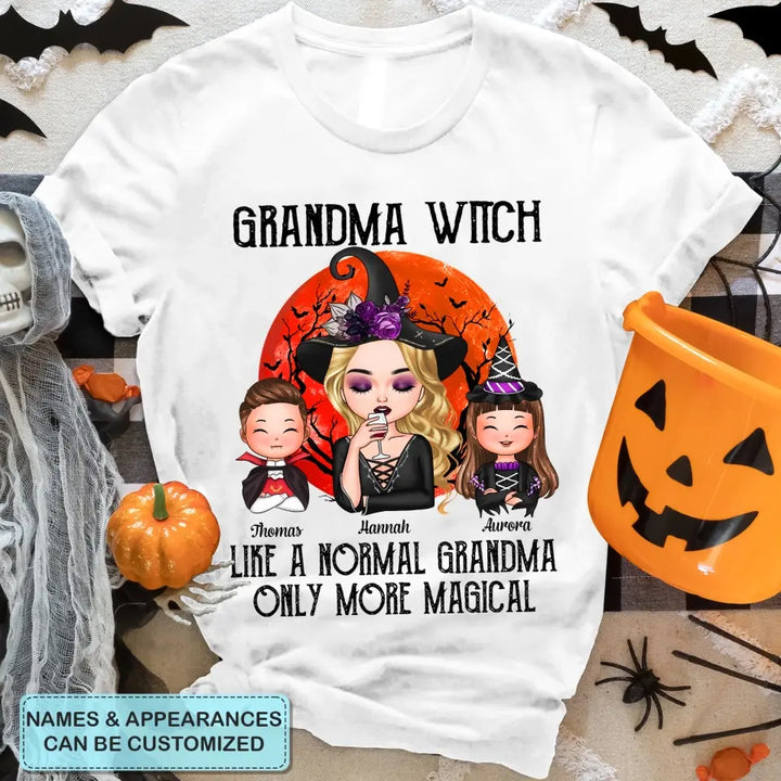Personalized Custom T-shirt - Halloween Gift For Mom, Grandma - Grandma Witch