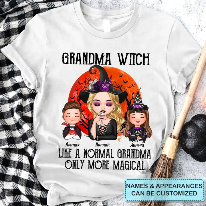 Personalized Custom T-shirt - Halloween Gift For Mom, Grandma - Grandma Witch