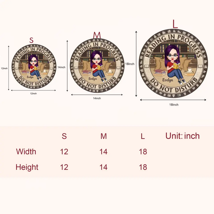 Personalized Custom Door Sign - Gift For Reading Lover - Reading In Progress Do Not Disturb