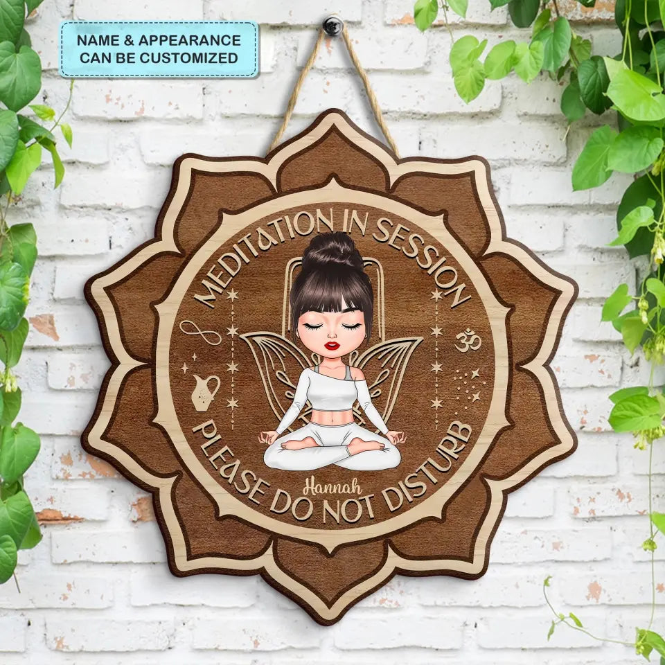 Personalized Custom Door Sign - Home Decor Gift For Yoga Lover - Please Mindful Of The Energy You Bring Into This Place V2 Floral