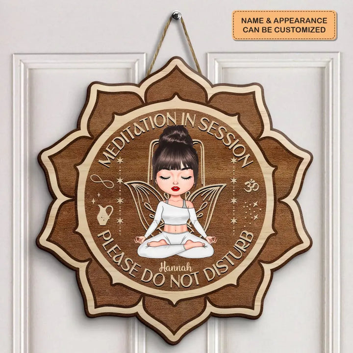 Personalized Custom Door Sign - Home Decor Gift For Yoga Lover - Please Mindful Of The Energy You Bring Into This Place V2 Floral