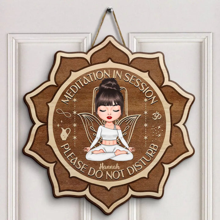 Personalized Custom Door Sign - Home Decor Gift For Yoga Lover - Please Mindful Of The Energy You Bring Into This Place V2 Floral