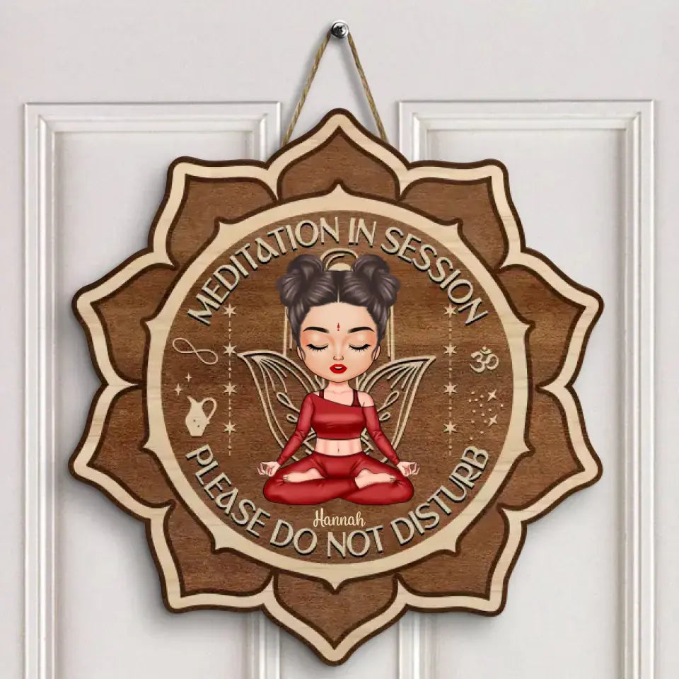 Personalized Custom Door Sign - Home Decor Gift For Yoga Lover - Please Mindful Of The Energy You Bring Into This Place V2 Floral