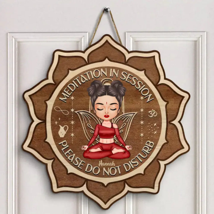 Personalized Custom Door Sign - Home Decor Gift For Yoga Lover - Please Mindful Of The Energy You Bring Into This Place V2 Floral