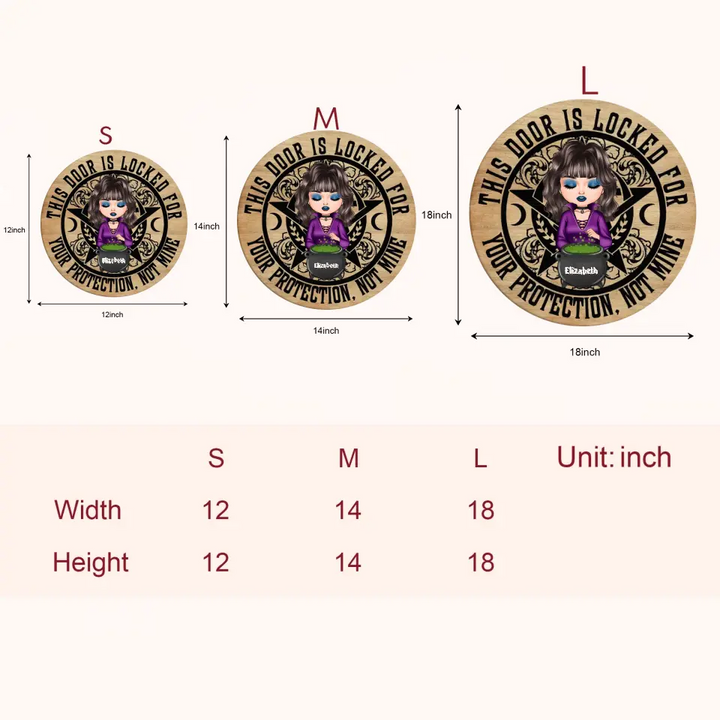 Personalized Custom Door Sign - Halloween, Welcoming Gift For Wiccan -This Door Is Locked For Your Protection Not Mine