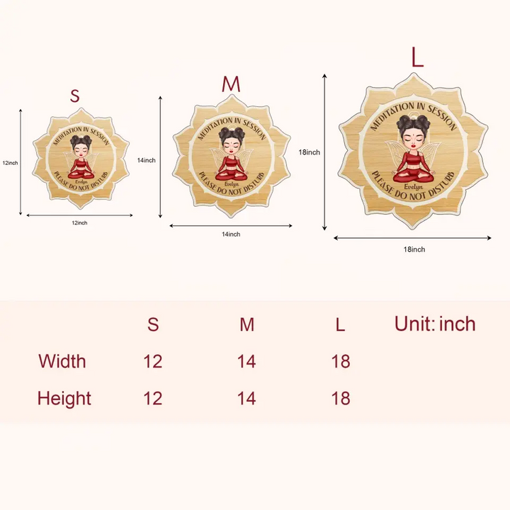 Personalized Custom Door Sign - Welcoming, Home Decor Gift For Yoga Lover - Meditation In Session Please Do Not Disturb