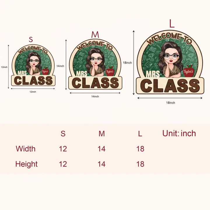 Personalized Custom Door Sign - Teacher's Day, Appreciation Gift For Teacher - Welcome To My Class Wooden Door Sign