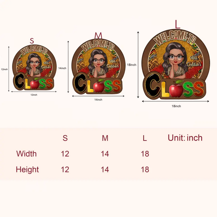 Personalized Custom Door Sign - Teacher's Day, Appreciation Gift For Teacher - Welcome To My Class V4