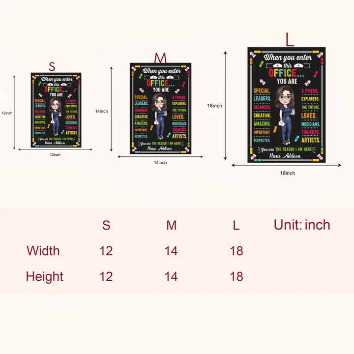 Personalized Door Sign - Gift For Nurse - When You Enter This Office ARND0014