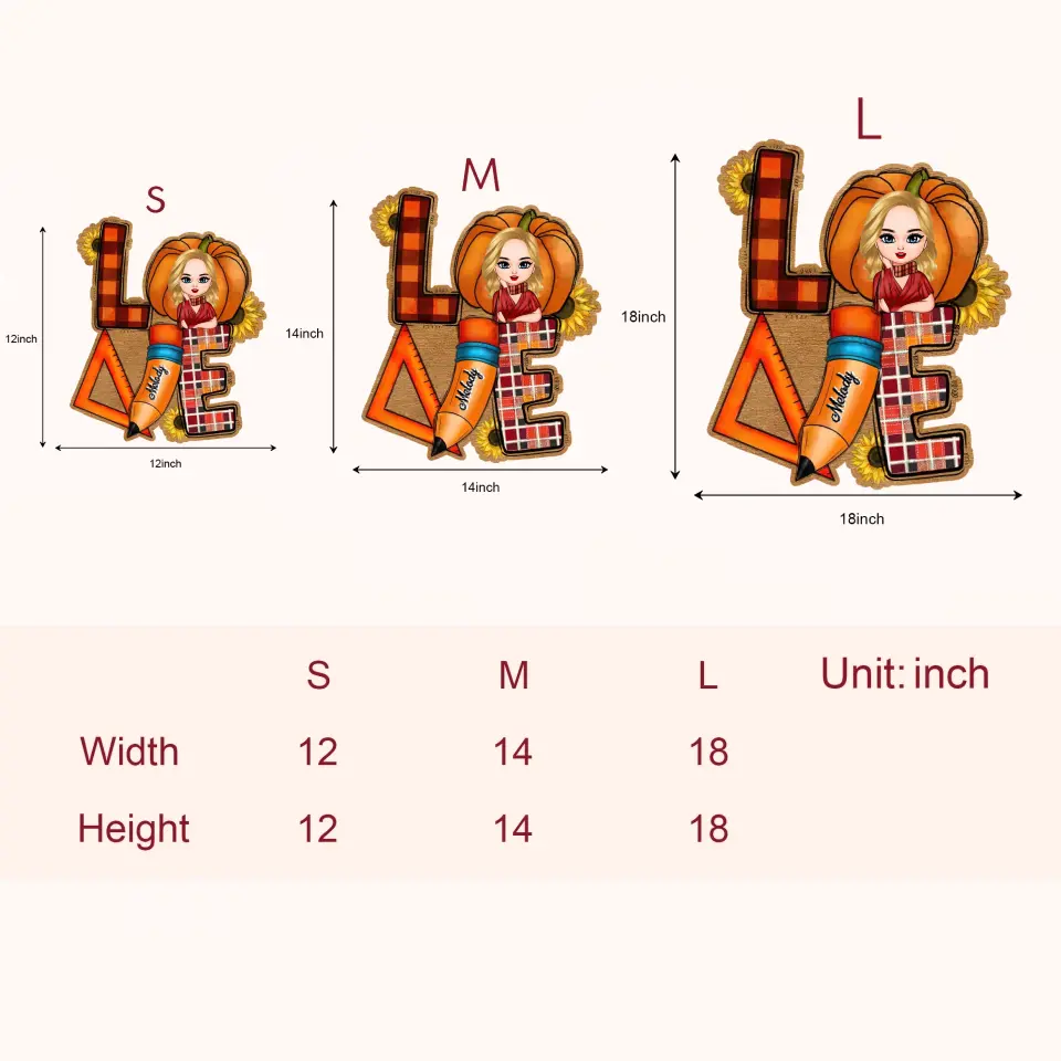 Personalized Custom Door Sign - Birthday Gift, Teacher's Day Gift For Teacher - Love Teacher Life Fall