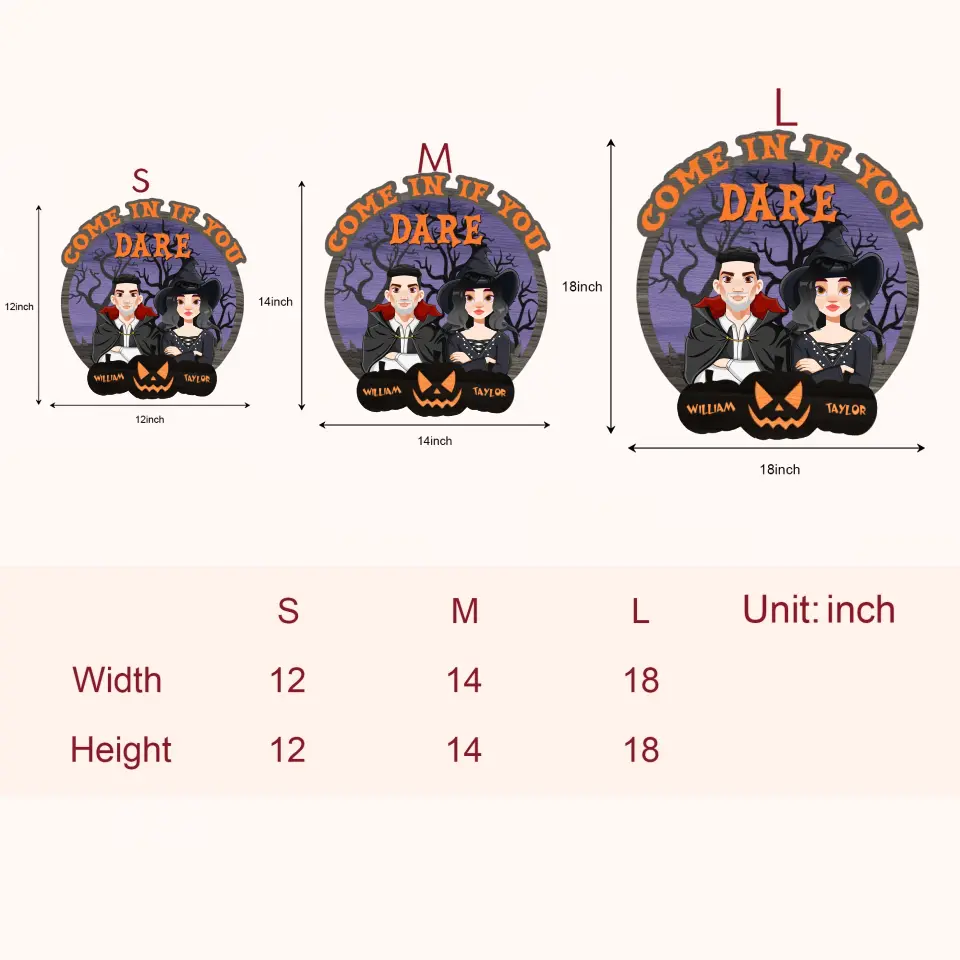 Come In If You Dare - Personalized Custom Door Sign - Halloween Gift For Couple