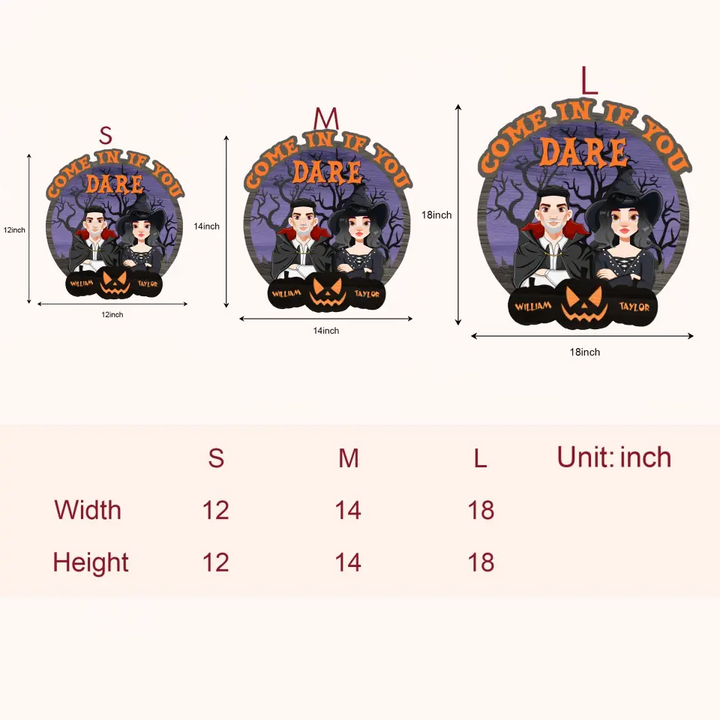 Come In If You Dare - Personalized Custom Door Sign - Halloween Gift For Couple