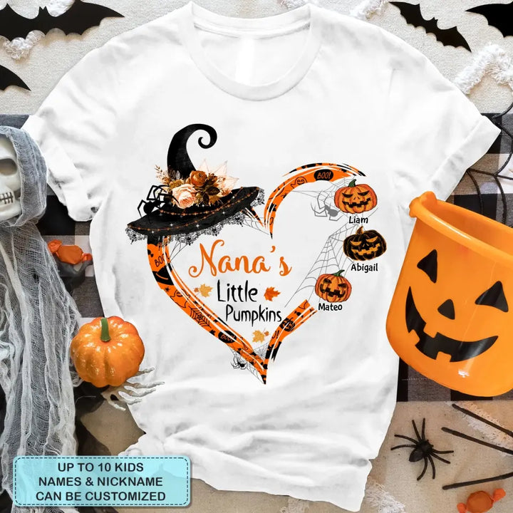 Personalized Custom T-shirt - Halloween Gift For Grandma, Mom - Nana's Little Pumpkin