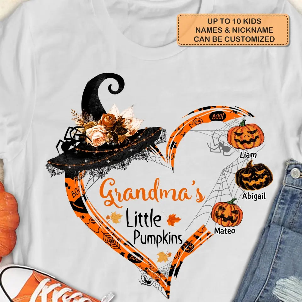 Personalized Custom T-shirt - Halloween Gift For Grandma, Mom - Nana's Little Pumpkin