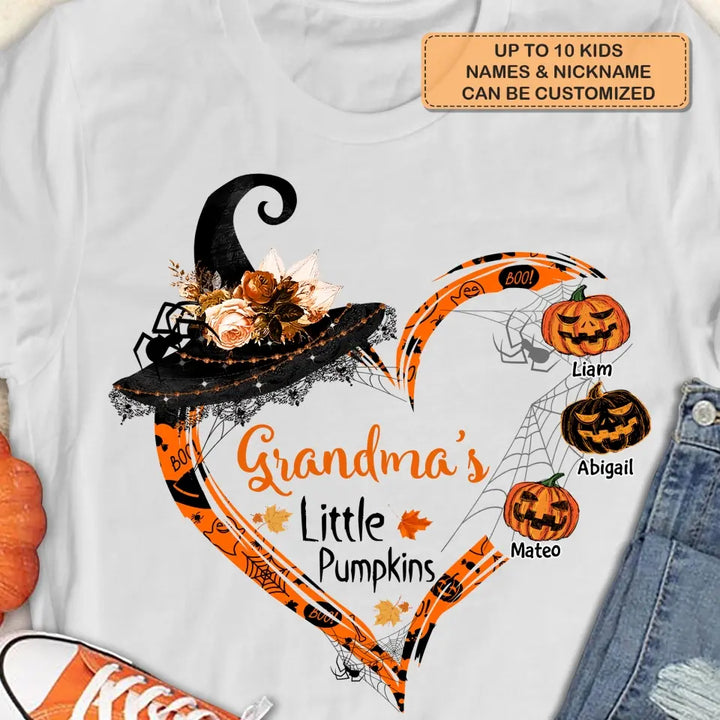 Personalized Custom T-shirt - Halloween Gift For Grandma, Mom - Nana's Little Pumpkin