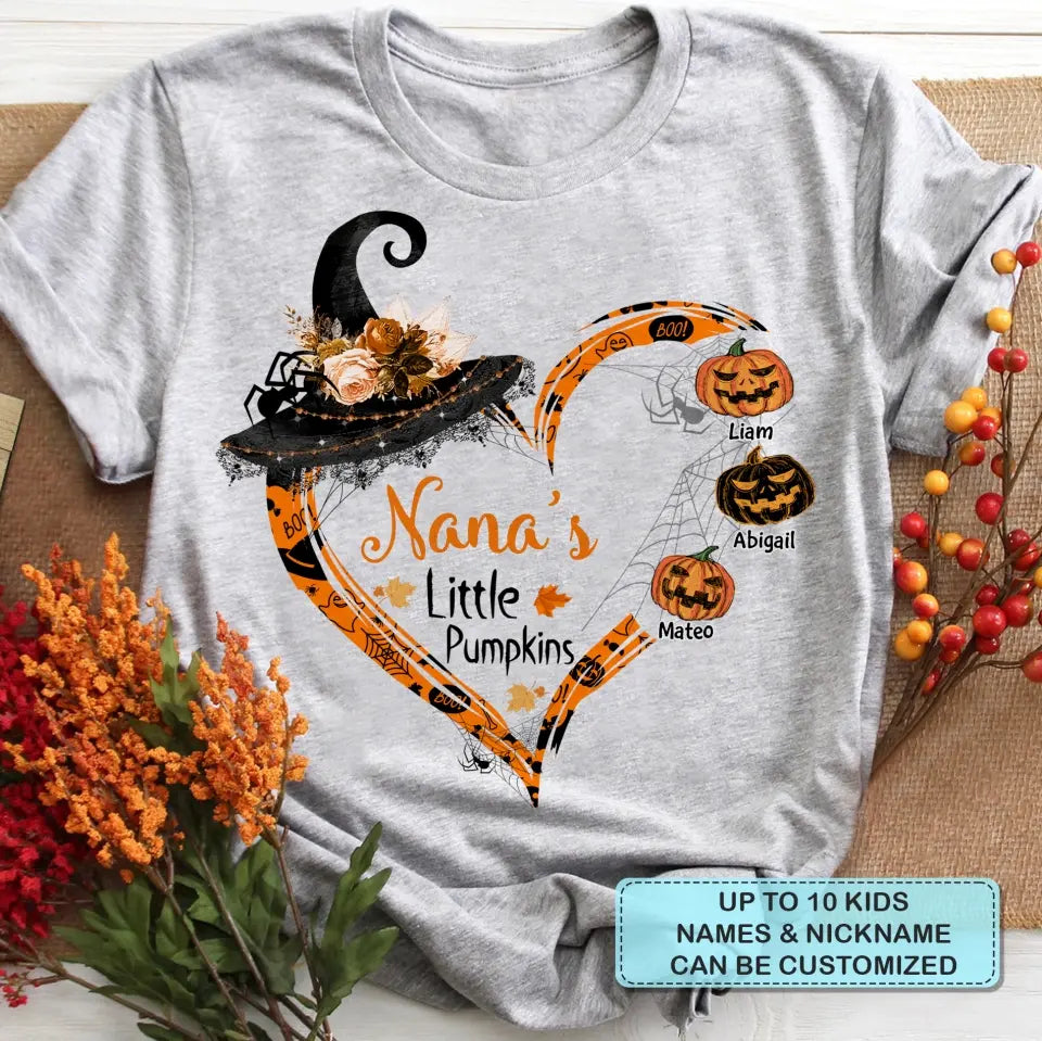 Personalized Custom T-shirt - Halloween Gift For Grandma, Mom - Nana's Little Pumpkin