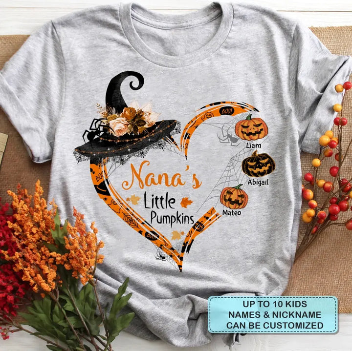 Personalized Custom T-shirt - Halloween Gift For Grandma, Mom - Nana's Little Pumpkin