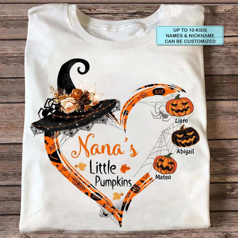 Personalized Custom T-shirt - Halloween Gift For Grandma, Mom - Nana's Little Pumpkin