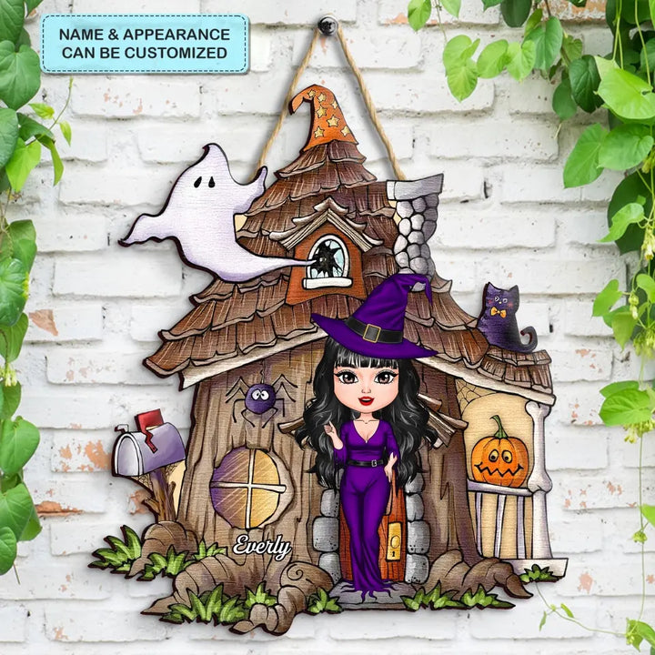 Personalized Custom Door Sign - Halloween Gift For Friends, Family Members - Witch Welcome To My House