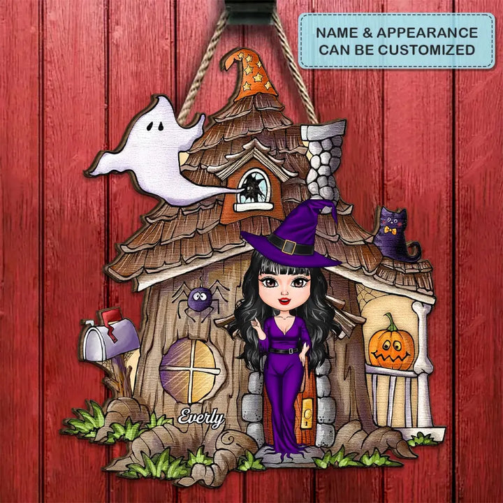 Personalized Custom Door Sign - Halloween Gift For Friends, Family Members - Witch Welcome To My House
