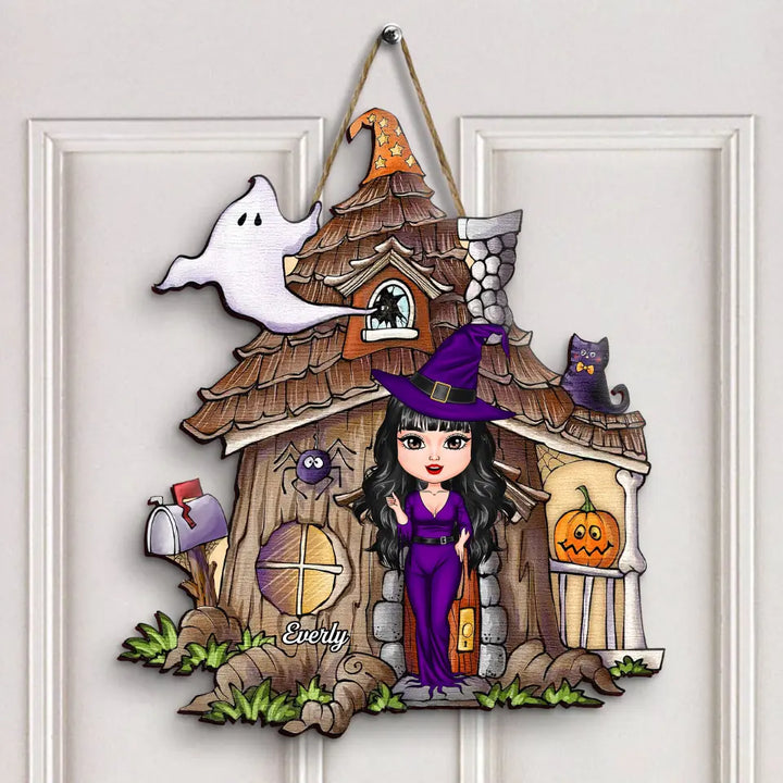 Personalized Custom Door Sign - Halloween Gift For Friends, Family Members - Witch Welcome To My House