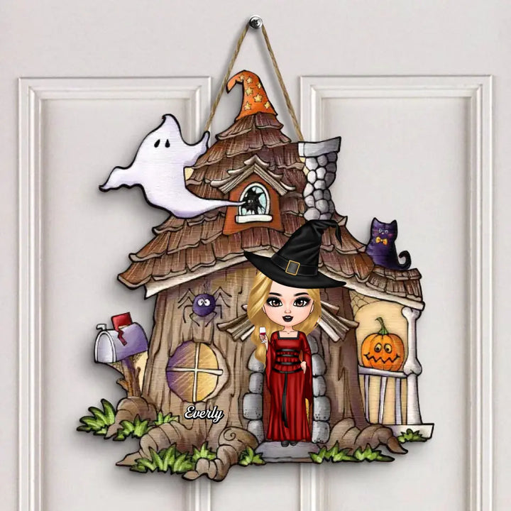 Personalized Custom Door Sign - Halloween Gift For Friends, Family Members - Witch Welcome To My House