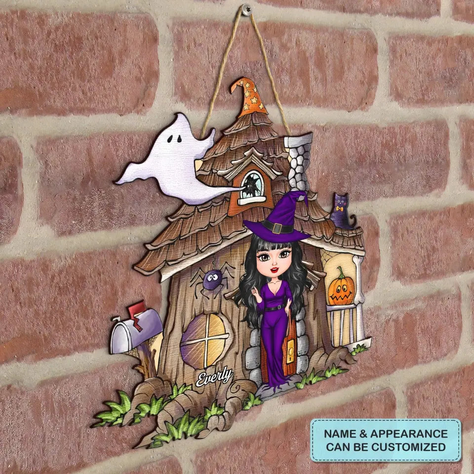 Personalized Custom Door Sign - Halloween Gift For Friends, Family Members - Witch Welcome To My House