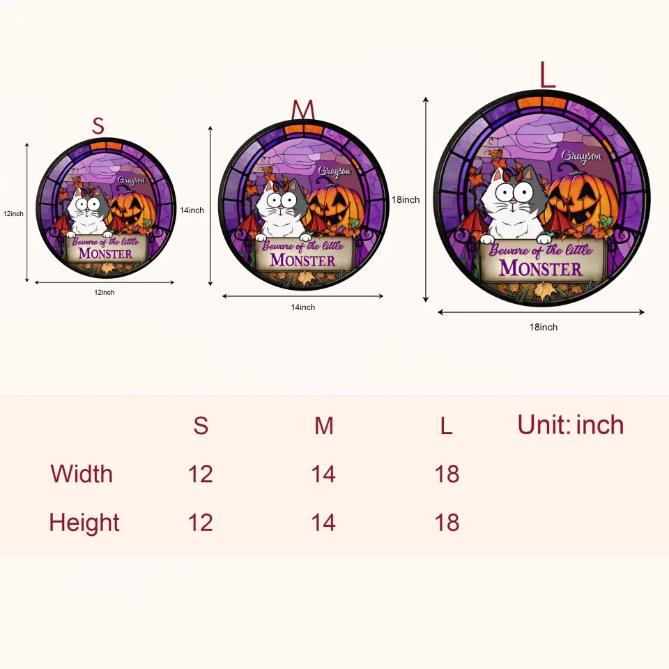 Beware Of The Little Monster - Personalized Custom Door Sign - Halloween Gift For Cat Lover, Cat Mom, Cat Dad