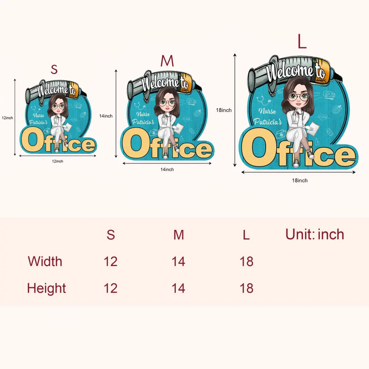 Personalized Custom Door Sign - Nurse's Day, Appreciation Gift For Nurse, Doctor - Welcome To My Office V3