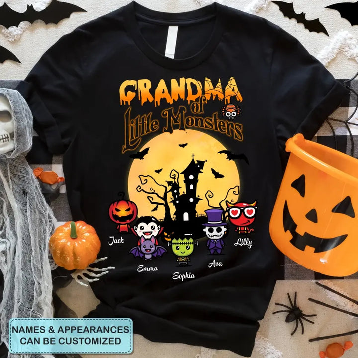 Personalized Custom T-shirt - Halloween Gift For Grandma, Mom - Grandma Of Little Monsters
