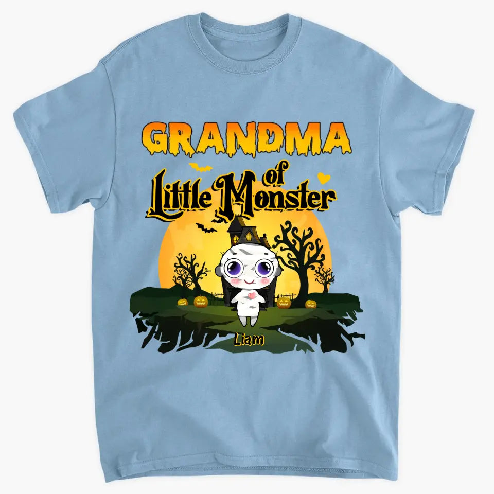 Personalized Custom T-shirt - Halloween Gift For Grandma, Mom, Grandpa, Dad, Uncle, Aunt - Grandma Of Little Monsters