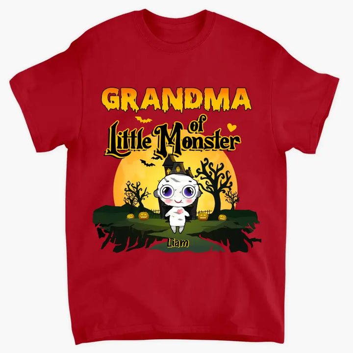Personalized Custom T-shirt - Halloween Gift For Grandma, Mom, Grandpa, Dad, Uncle, Aunt - Grandma Of Little Monsters