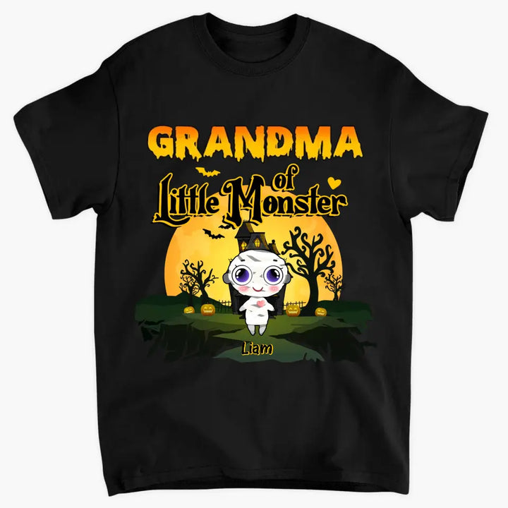 Personalized Custom T-shirt - Halloween Gift For Grandma, Mom, Grandpa, Dad, Uncle, Aunt - Grandma Of Little Monsters