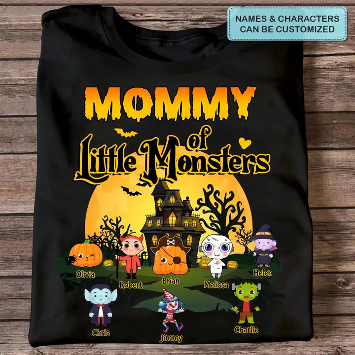 Personalized Custom T-shirt - Halloween Gift For Grandma, Mom, Grandpa, Dad, Uncle, Aunt - Grandma Of Little Monsters