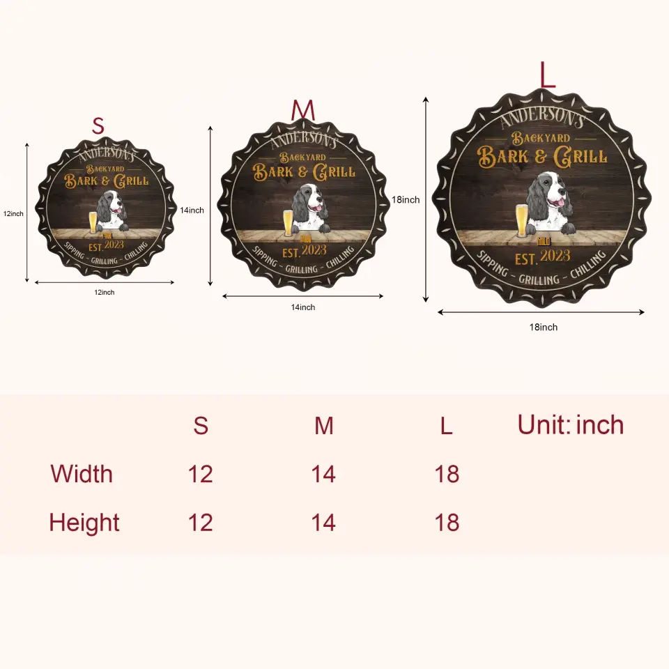 Personalized Custom Door Sign - Welcoming Gift For Dog Lover, Dog Mom, Dog Dad - Bark & Grill