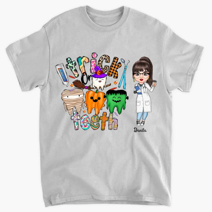Personalized Custom T-shirt - Halloween, Appreciation Gift For Nurse, Doctor - Trick Or Teeth