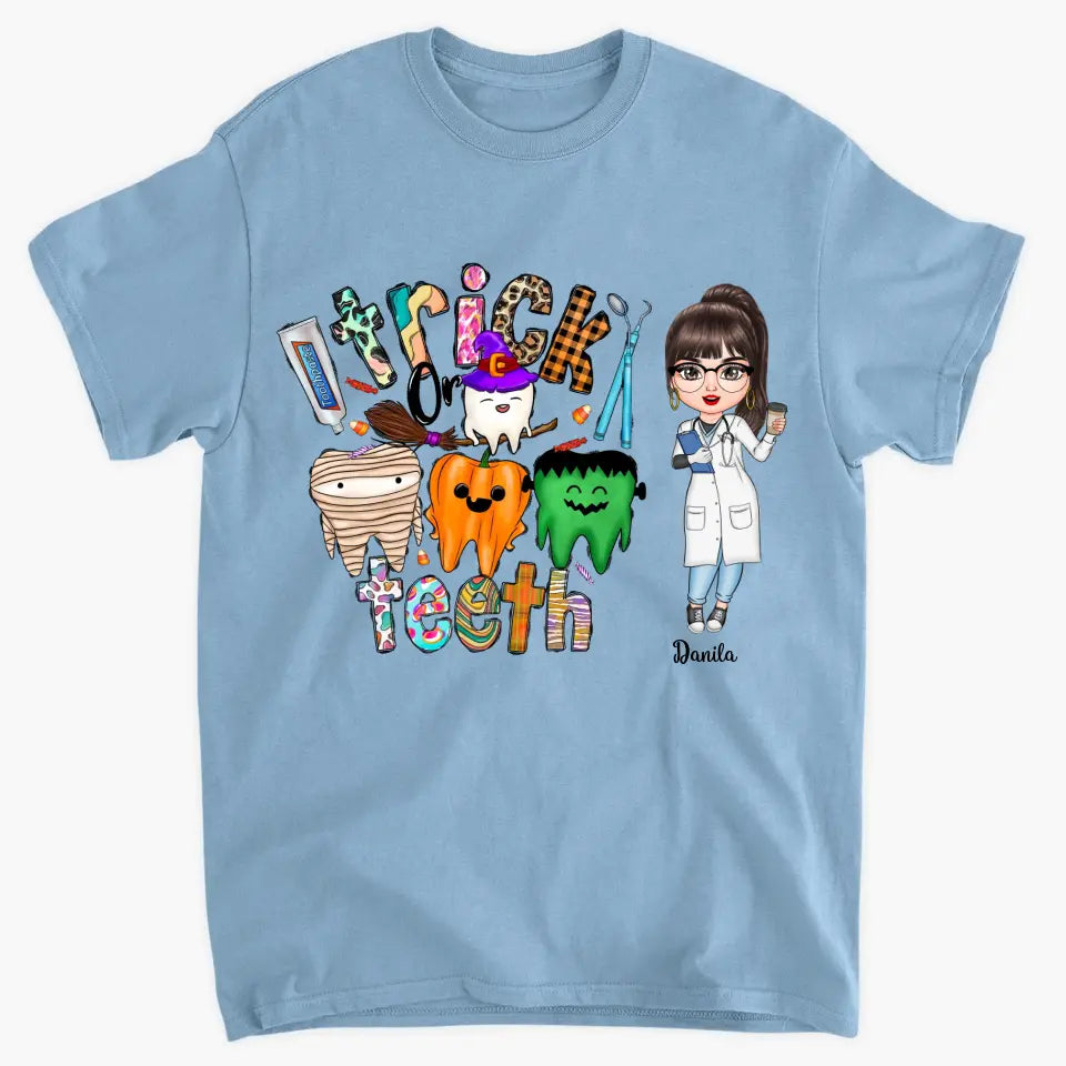 Personalized Custom T-shirt - Halloween, Appreciation Gift For Nurse, Doctor - Trick Or Teeth